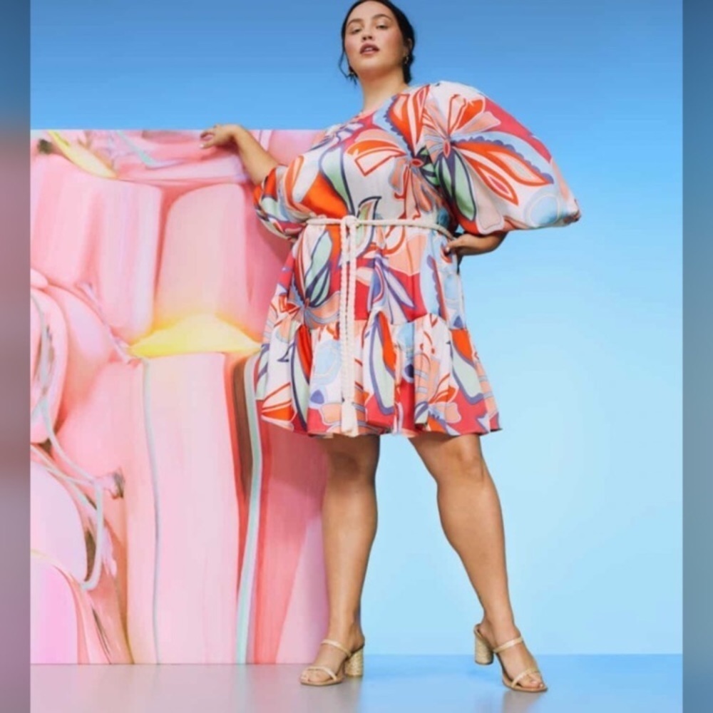 ALEXIS Target Mixed Floral Rope Belt Tiered Dress